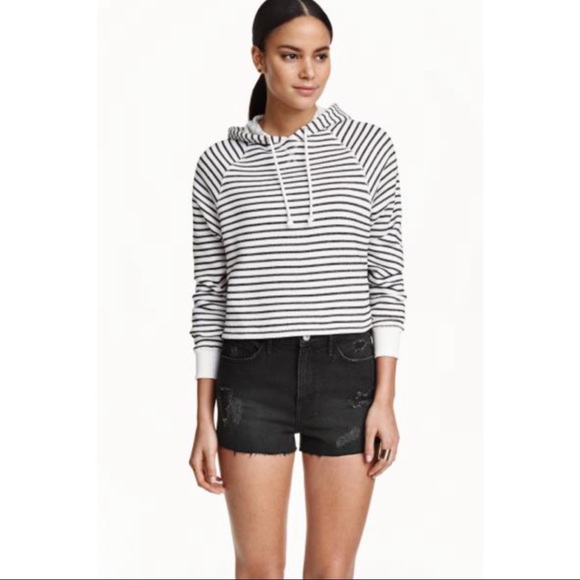 Cropped Striped Hoodie (size M) - Picture 1 of 8